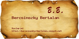 Bercsinszky Bertalan névjegykártya